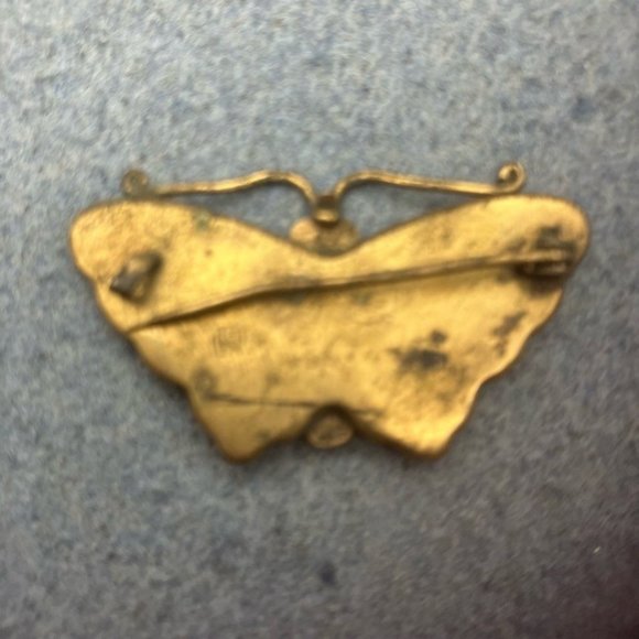 Komai Butterfly Pin Brooch Meiji Japanese As Is Vintage Gold Inlay Retro BoHo - Picture 9 of 10